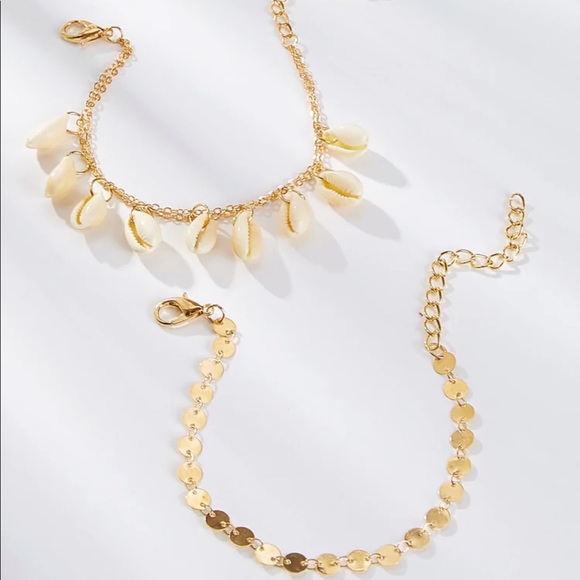 LAST ONE Cowrie Shell + Disc Anklet / Bracelet Set - Picture 2 of 3